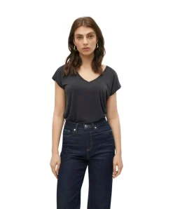 Vero Moda T-Shirt Filli mit V-Ausschnitt in Schwarz