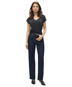 Vero Moda T-Shirt Filli mit V-Ausschnitt in Schwarz