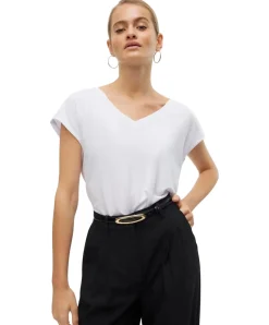 Vero Moda T-Shirt Filli mit V-Ausschnitt in Weiß