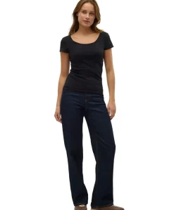 Vero Moda T-Shirt Maxi Soft in Schwarz mit U-Ausschnitt