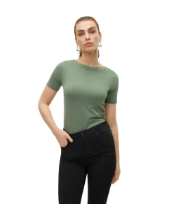 Vero Moda T-Shirt Panda mit U-Boot-Ausschnitt in Grün
