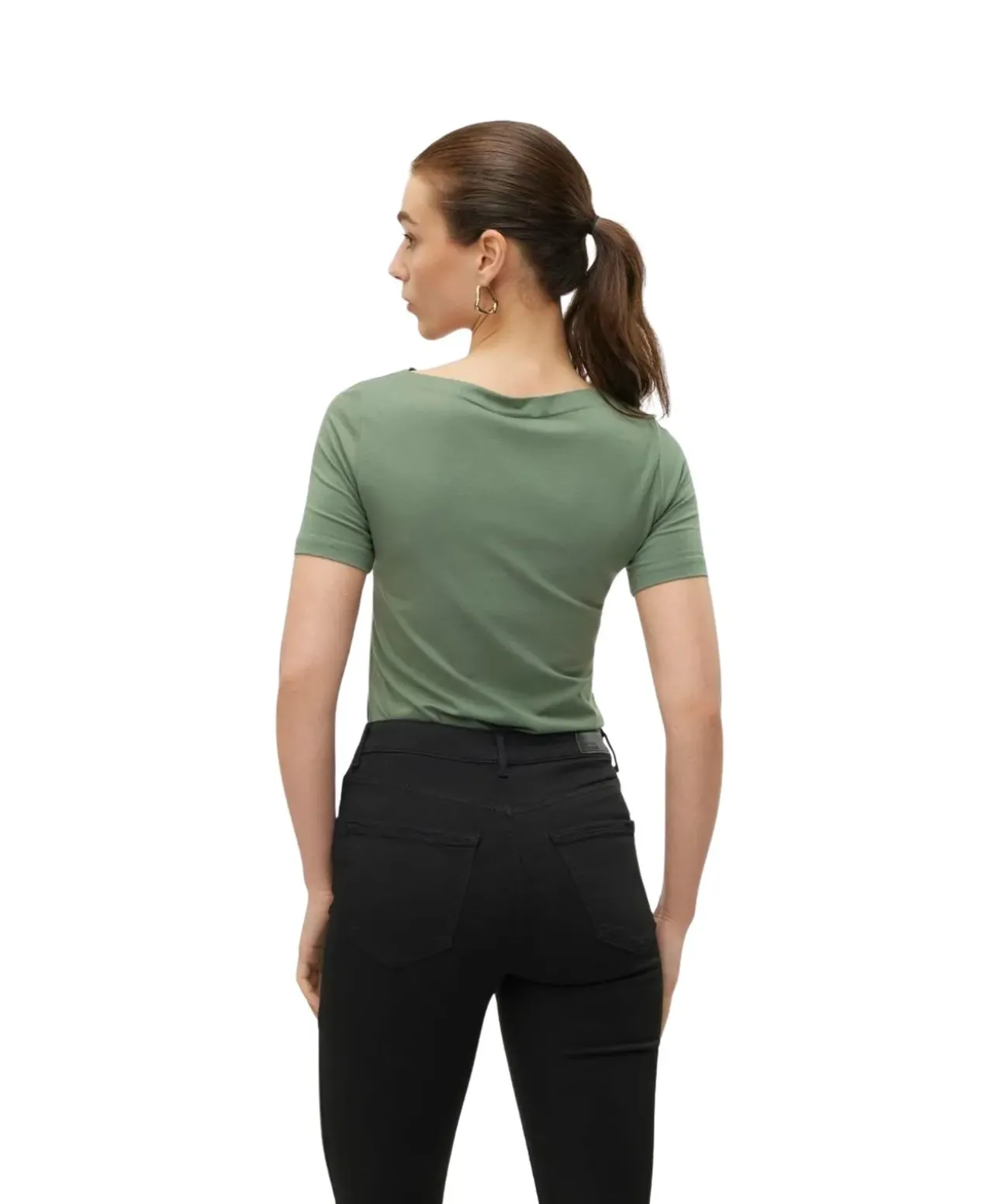 Vero Moda T-Shirt Panda mit U-Boot-Ausschnitt in Grün