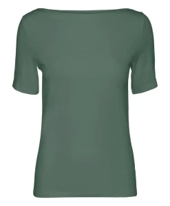 Vero Moda T-Shirt Panda mit U-Boot-Ausschnitt in Grün