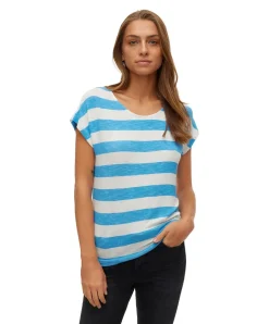 Vero Moda T-Shirt Wide in Azurblau mit Streifen