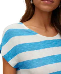 Vero Moda T-Shirt Wide in Azurblau mit Streifen