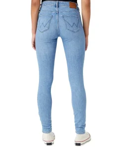 Wrangler Damen Jeans Skinny in Hellblau mit mittlerer Leibhöhe