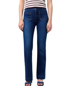 Wrangler Flare Jeans mit High Waist in Dunkelblau