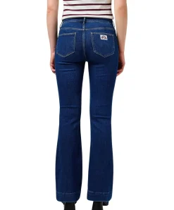 Wrangler Flare Jeans mit High Waist in Dunkelblau