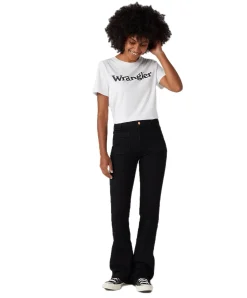 Wrangler Flare Jeans mit High Waist in Schwarz