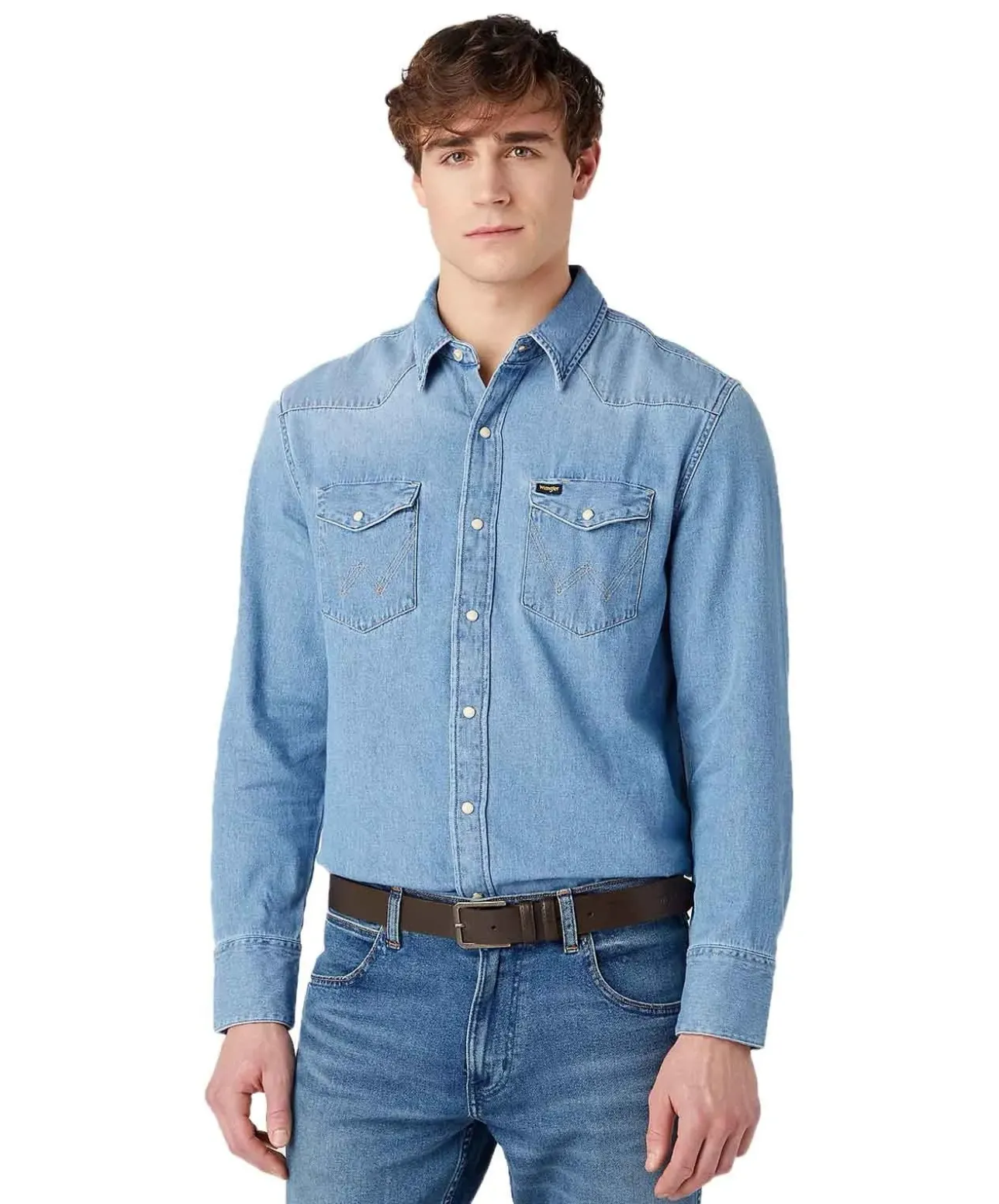 Wrangler Gürtel aus dickem Spaltleder in Dunkelbraun