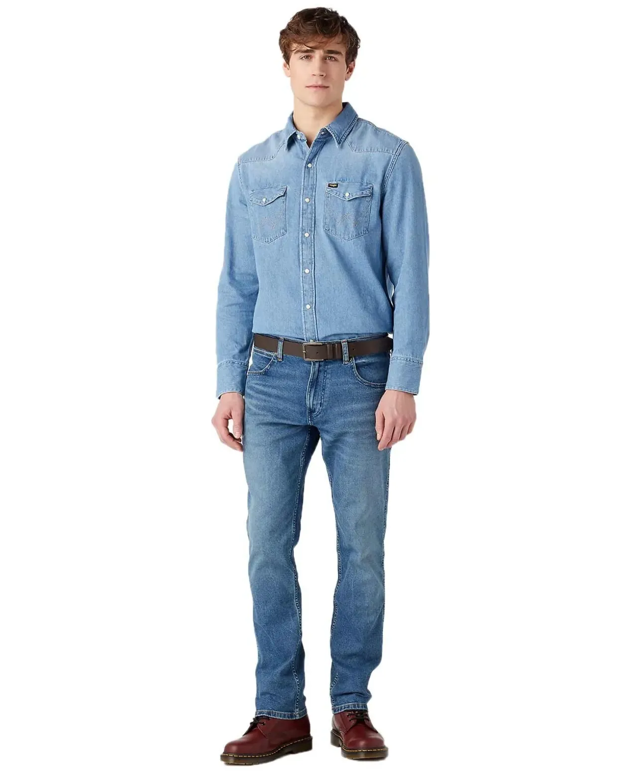 Wrangler Gürtel aus dickem Spaltleder in Dunkelbraun