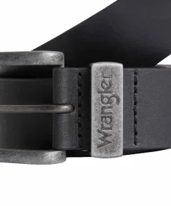 Wrangler Gürtel Metal Loop aus Rindspaltleder in Schwarz