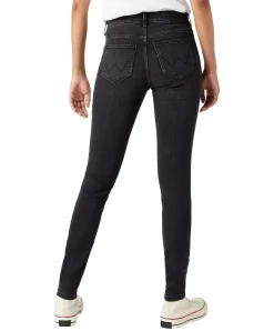 Wrangler Jeans Skinny Fit in schwarzem Soft Nights Denim