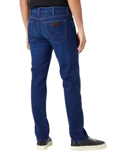 Wrangler Jeans Straight Greensboro in blauem Used-Look