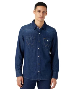 Wrangler Jeanshemd mit Western Style in Dunkelblau
