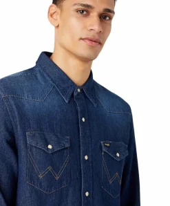 Wrangler Jeanshemd mit Western Style in Dunkelblau