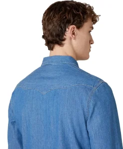 Wrangler Jeanshemd Western Shirt in blauem Mid Stone