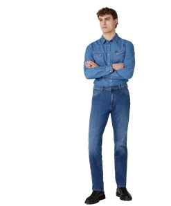 Wrangler Jeanshemd Western Shirt in blauem Mid Stone