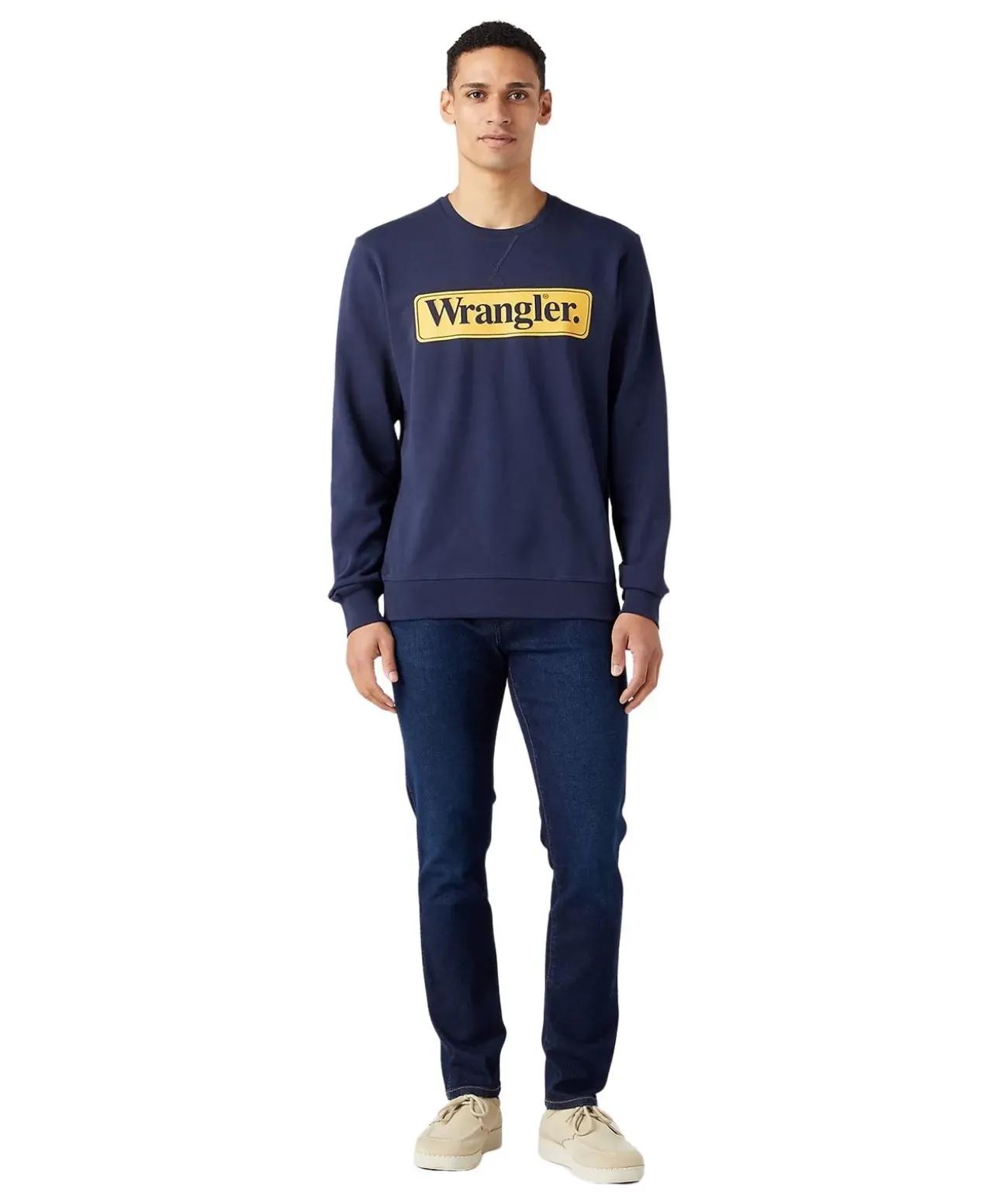Wrangler Larston Slim Tapered Jeans in dunklem Stonewash