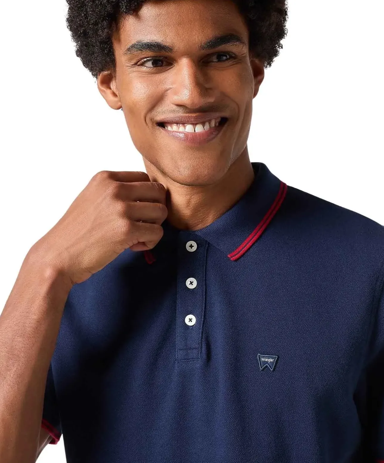 Wrangler Polo Shirt in Dunkelblau mit Drei-Knopfleiste