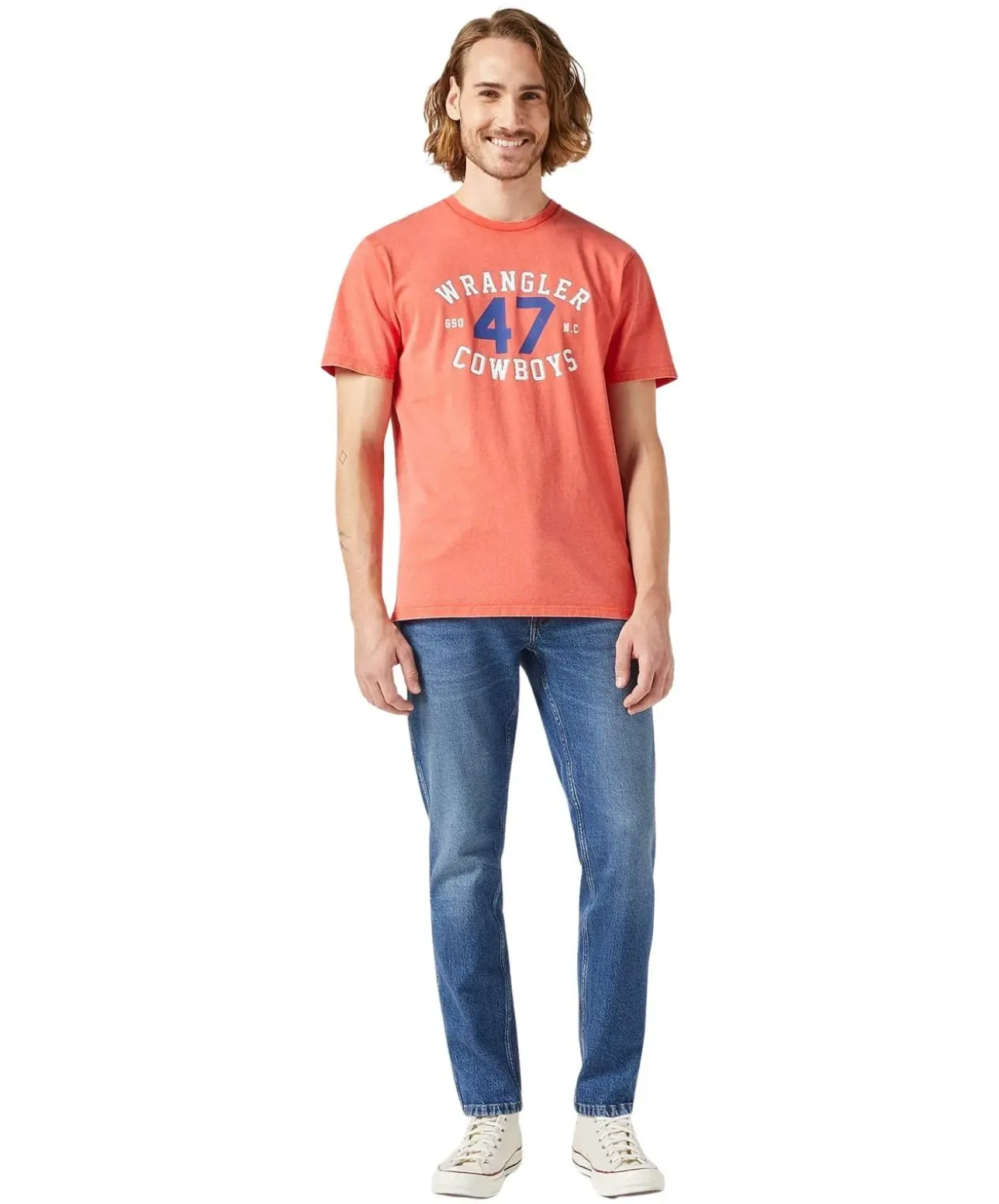 Wrangler River Jeans Straight in Mittelblauer Waschung