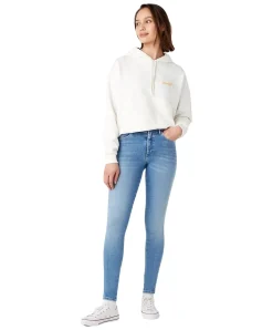 Wrangler Skinny Jeans mit hohem Bund in heller Waschung