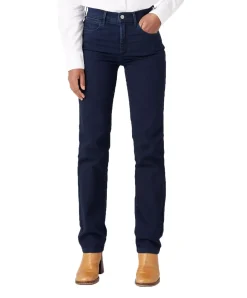 Wrangler Straight Jeans in dunkelblau mit mittelhohem Bund