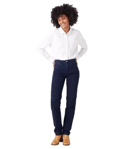 Wrangler Straight Jeans in dunkelblau mit mittelhohem Bund