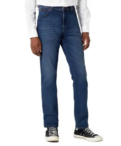 Wrangler Texas Slim Jeans aus blauem Stretch-Denim